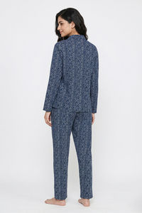 Zivame Farm Lore Knit Cotton Pyjama Set - Blue Depths — thumbnail 2